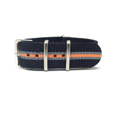 Classic Military Style Strap - Black, Grey & Orange